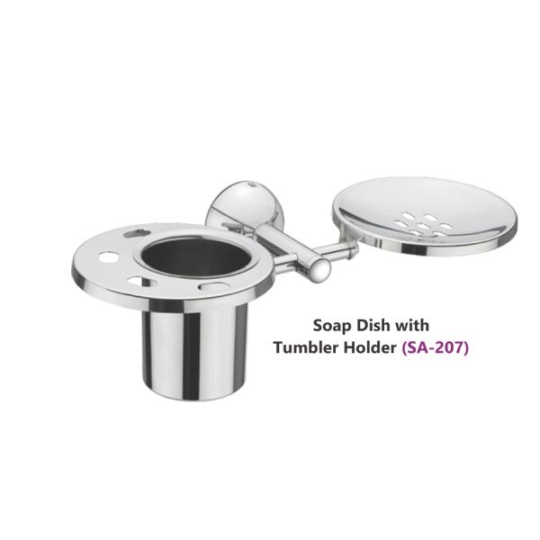 SS Soap Dish with Tumbler Holder - Walll Mounted Bath Fitting