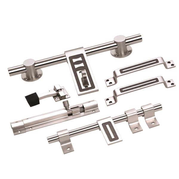SS Aldrop Kit with Handle - Tower Bolt - Door Stopper Door Fitting Manufacturer Exporters