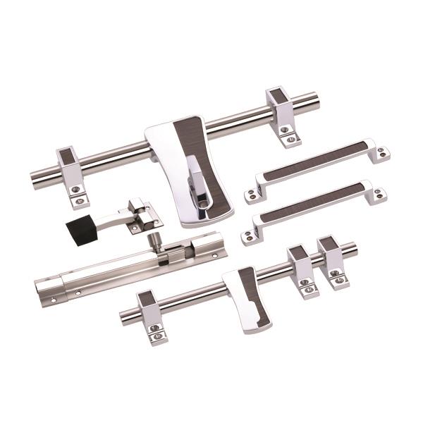 SS Door Aldrop with Handle - Tower Bolt - Rubber Stopper