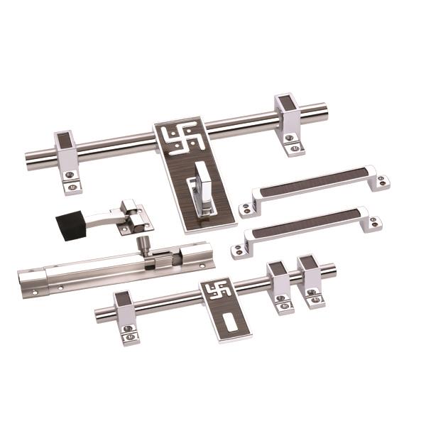 SS Alloy Zink Door Aldrop Kit with Handle Tower Bolt-Foot Door Stopper Manufacturer Rajkot